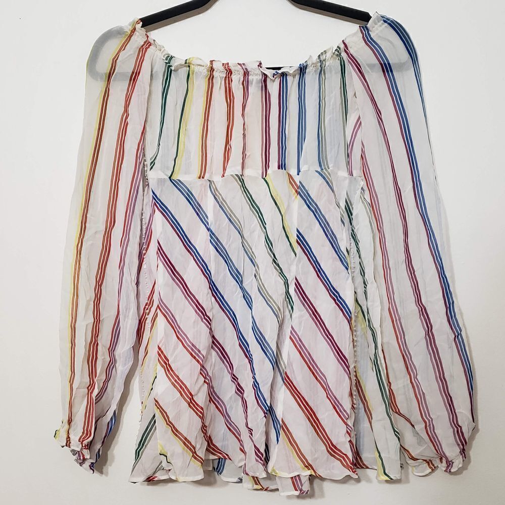 Vintage American Retro Paris Rainbow Blouse, sz 38 - Picture 7 of 7